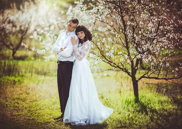 Mariée et marié le jour de leur mariage — Photo