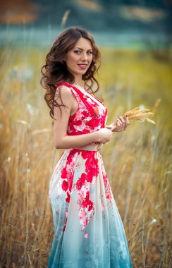 Açık uzun elbiseli kadın