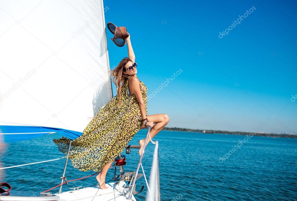 woman on her private yacht