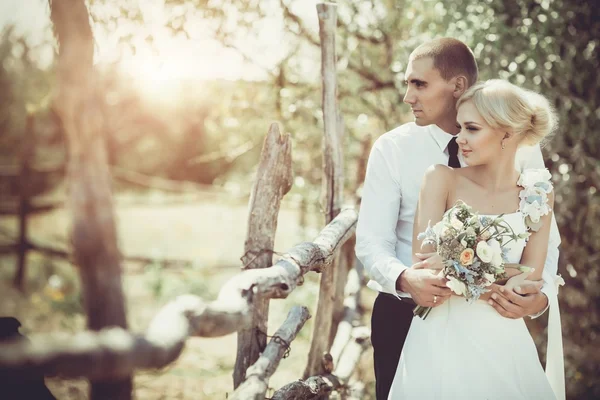 Braut und Bräutigam am Hochzeitstag — Stockfoto