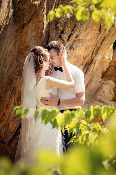 Noiva e noivo em seu dia de casamento — Fotografia de Stock