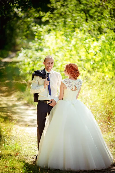 Noiva e noivo em seu dia de casamento — Fotografia de Stock