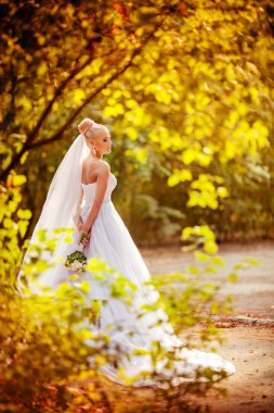 park içinde güzel bir gelin