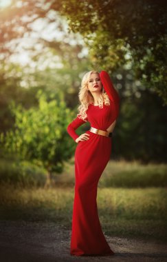 şık giysiler içinde güzel bir kadın