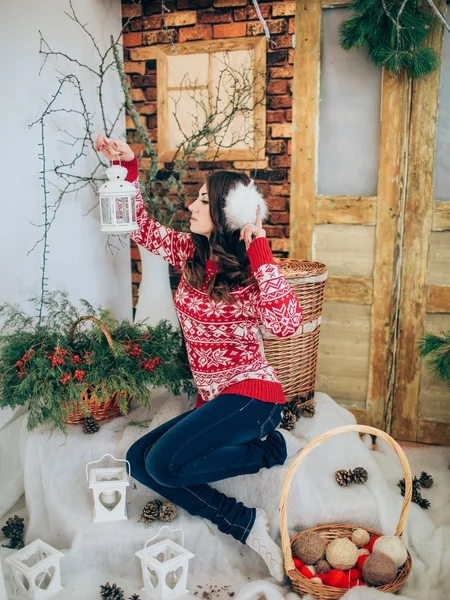 Menina no Natal feriado véspera — Fotografia de Stock