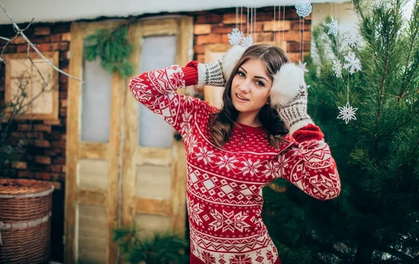 Chica en la víspera de Navidad —  Fotos de Stock