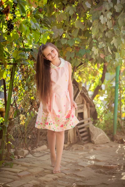 시골 정원에서 어린 소녀 — 스톡 사진