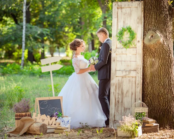 Lykkelig brud og brudgom – stockfoto