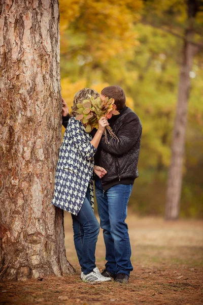 Casal no parque de outono — Fotografia de Stock