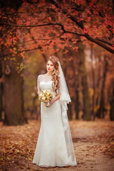 Braut im weißen Kleid — Stockfoto