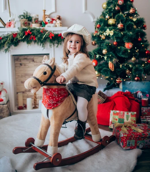 Baby girl at Christmas eve — Stock Photo, Image