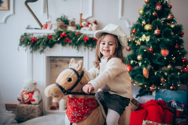 Baby girl at Christmas eve — Stock Photo, Image