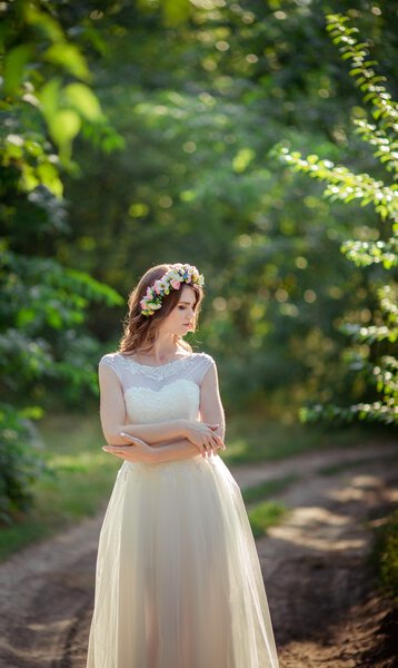 Beautiful bride in park