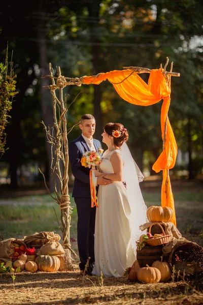 결혼식 날 신랑 신부와 신랑 — 스톡 사진