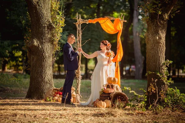 Brud och brudgum på deras bröllopsdag — Stockfoto