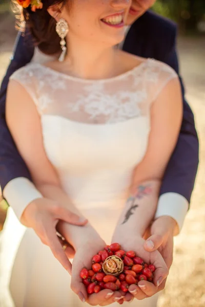 Bride and groom with rings