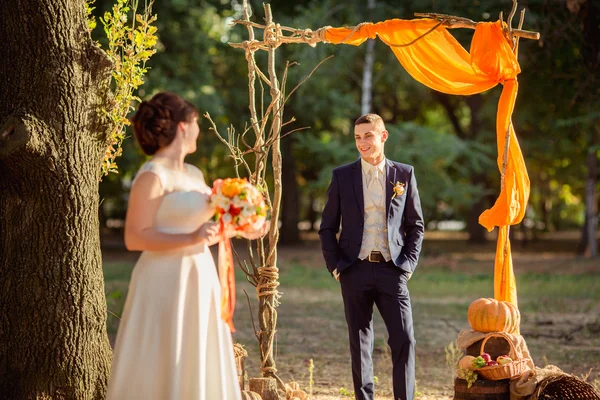 Sposa e sposo il giorno del loro matrimonio — Foto Stock