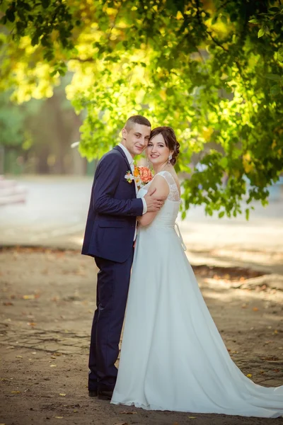 Sposa e sposo il giorno del loro matrimonio — Foto Stock