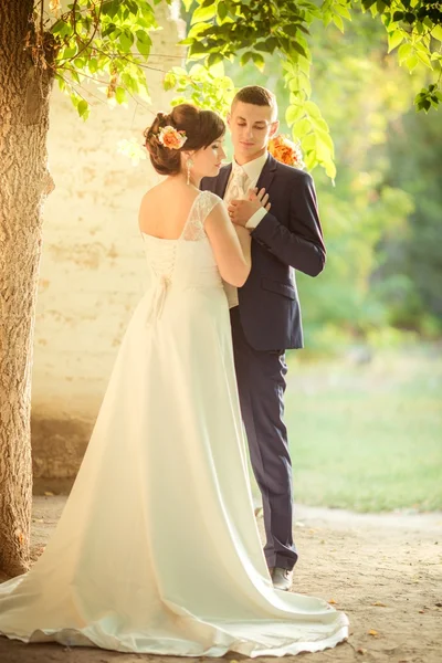 Bride and groom on their wedding day — Stock Photo, Image