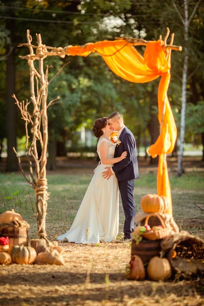 Brud och brudgum på deras bröllopsdag — Stockfoto