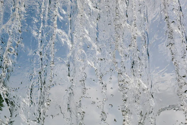 View Falling Water Waterfall Blue Sky Beautiful Texture Frozen Water — ストック写真