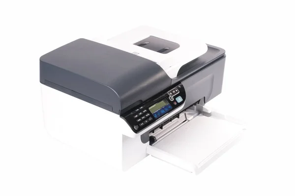 Multifunctionele Kantoorprinter Witte Achtergrond — Stockfoto