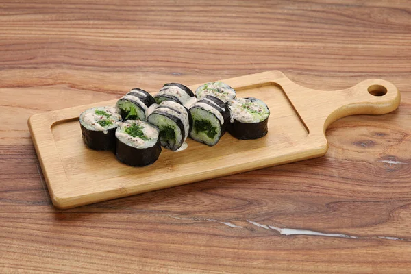 Zestaw Sushi Drewnianej Desce — Zdjęcie stockowe