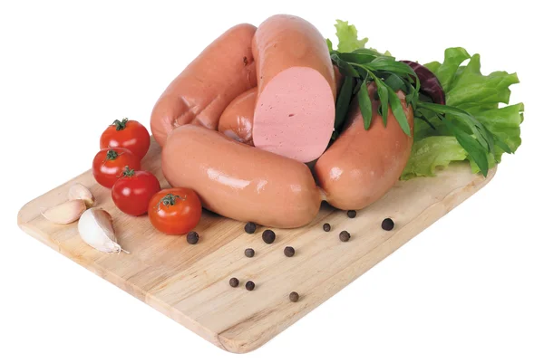 Sausages on a cutting board Stock Picture