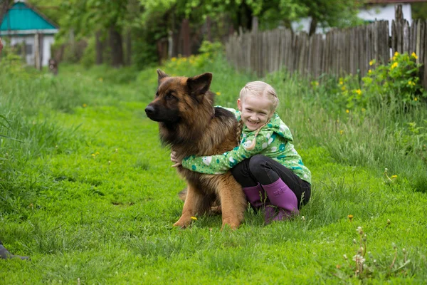 Girl and dog — Stock Photo, Image