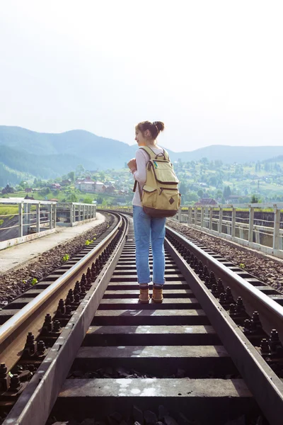 Girl hiker a — Stock Photo, Image