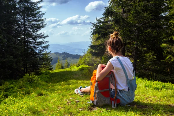 Chica excursionista un — Foto de Stock