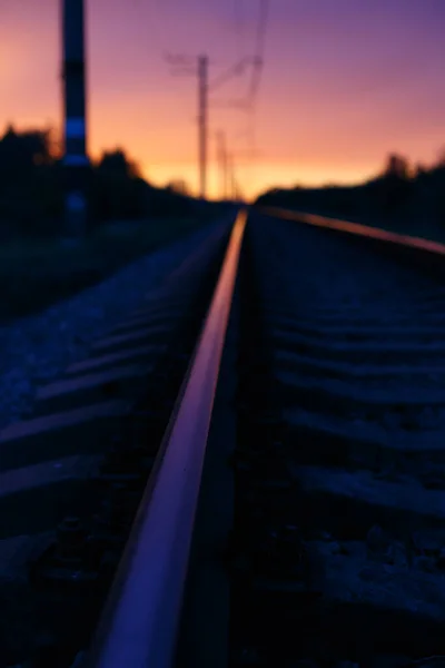 Ein Bahngleis Sonnenuntergang — Stockfoto