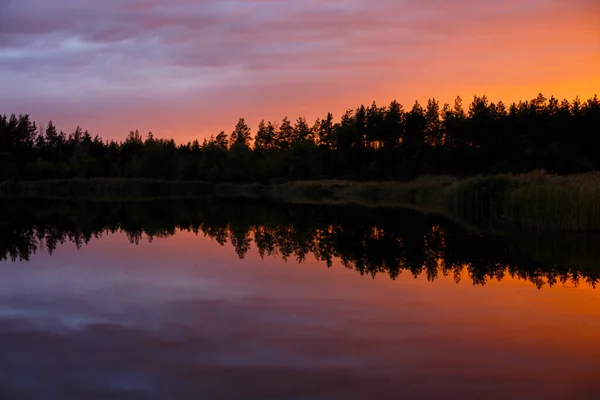 Mountain Landscape Beautiful Mountain Lake Reflection Sunse — Stock Photo, Image