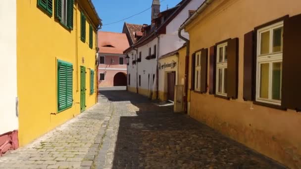 Sibiu Romania Jule 2019 Άδειοι Δρόμοι Στο Ιστορικό Κέντρο Της — Αρχείο Βίντεο