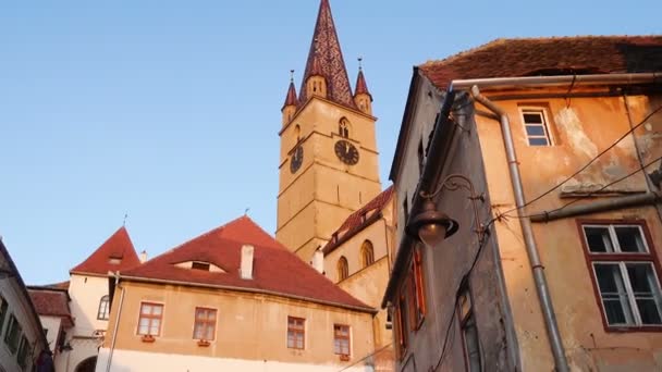 Sibiu Roumanie Juillet 2019 Paysage Urbain Avec Vieilles Maisons Centre — Video