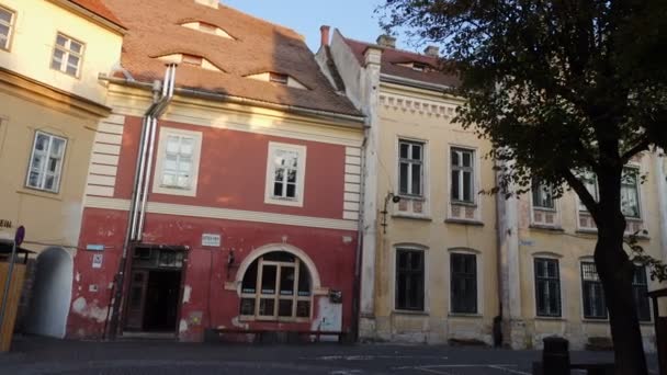 Sibiu Rumänien Jule 2019 Stadtbild Mit Alten Häusern Des Historischen — Stockvideo