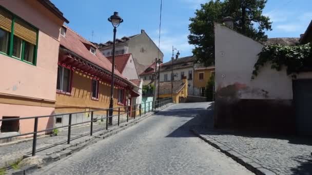 Sibiu Romania Julio 2019 Paisaje Urbano Con Casas Antiguas Del — Vídeo de stock