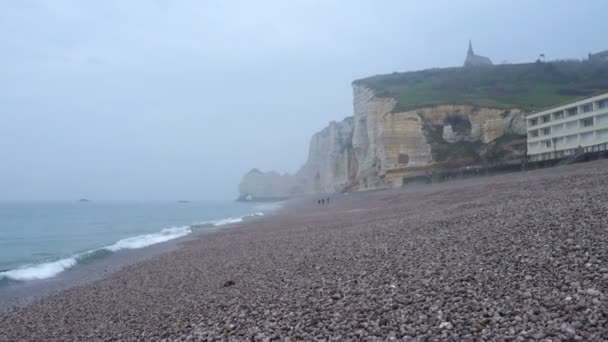 Felsklippen Und Meer Etretat Normandie Frankreich — Stockvideo