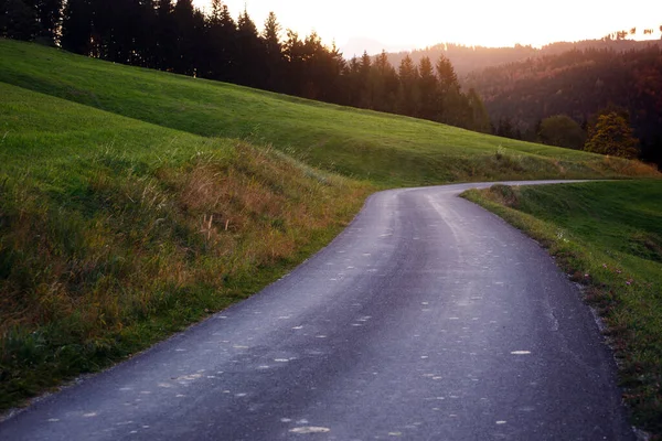 Route Montagne Route Dans Les Montagnes Autriche Sunris — Photo