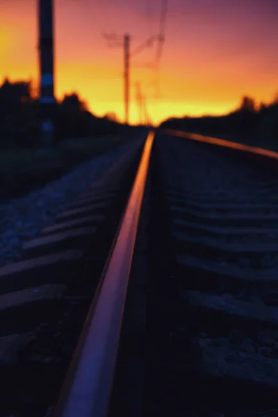 Железнодорожный Путь Закате — стоковое фото