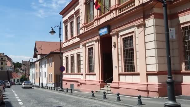 Sibiu Rumunia Lipiec 2019 Krajobraz Miejski Starymi Domami Historycznego Centrum — Wideo stockowe