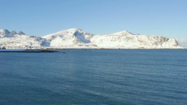 Χειμώνας Παραλία Lofoten Ramberg Την Ώρα Του Ηλιοβασιλέματος Βόρεια Νορβηγία — Αρχείο Βίντεο