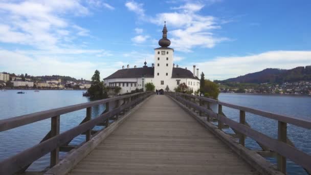 Gmunden Austria Październik 2019 Widok Zamku Schloss Ort Nad Jeziorem — Wideo stockowe