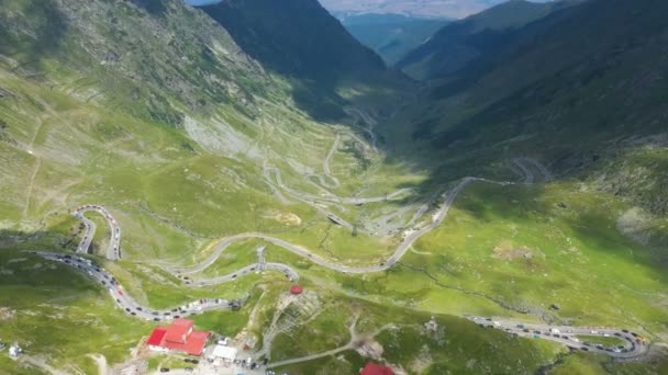 Vista Curvas Estrada Famosa Montanha Romena Transfagaras — Vídeo de Stock