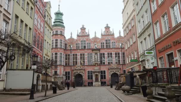 Gdansk Poland March 2019 View Pedestrian Streets Old Historical Buildings — Stock Video