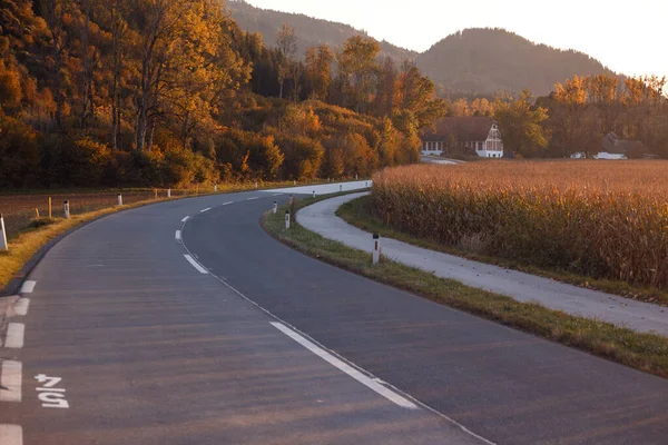 Schöne Straße Sonnenlicht Anreise Mit — Stockfoto