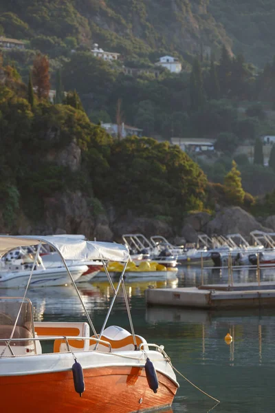 Sailboat Bay Paleokastritsa Dawn Corfu Island Greec — Stock Photo, Image