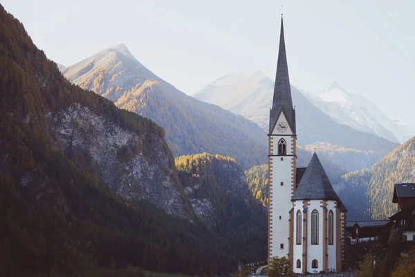 Famous Church Heiligenblut Town Austrian Alpine Grossglockner Road Autumn — Stock Photo, Image