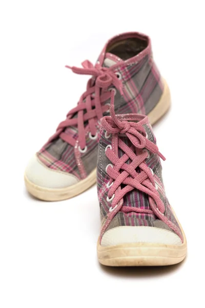 Roze tartan gumshoes — Stockfoto