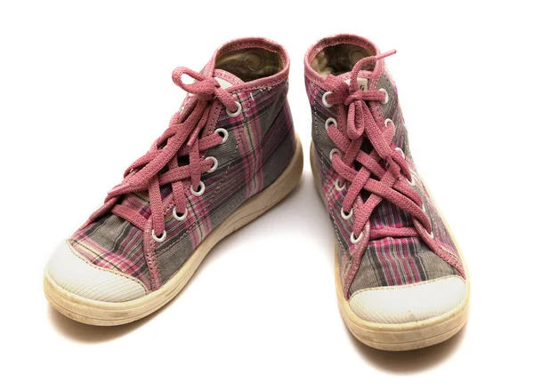 Chaussures en gomme de tartan rose — Photo